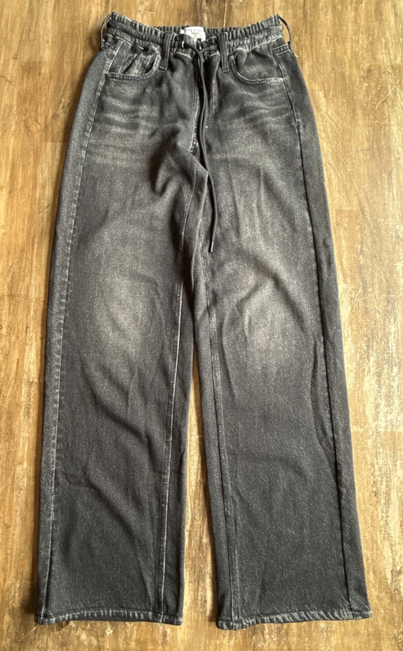 Rag & Bone RB Terry Miramar Wide‑Leg Pull‑On Jeans Washed Black Women’s XS EUC